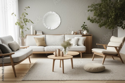 Creating a serene living room escape with Scandinavian harmony. Generative AI © Arnav