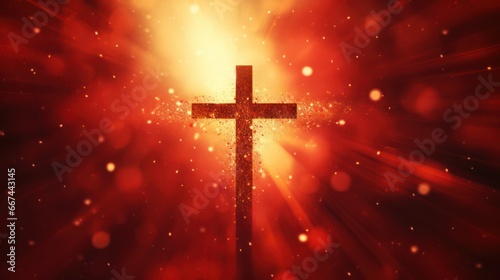 Cross with radiant bokeh background