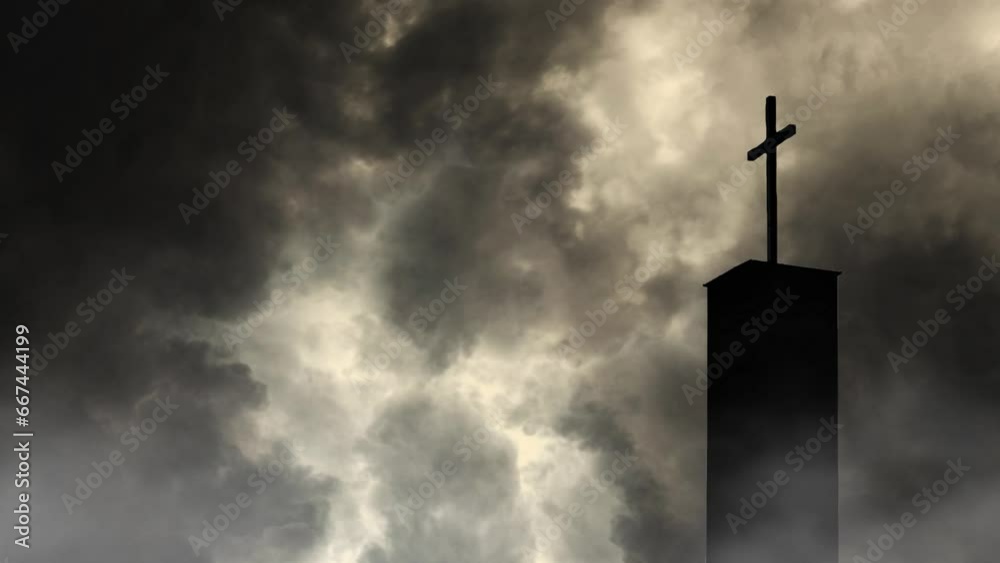 pillar of the cross against the background of a thunderstorm in the sky pillar of the cross against the background of a thunderstorm in the sky