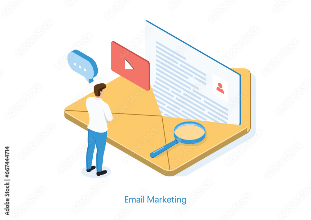 E-Mail Marketing Isometric Vector. E-Mail Marketing Isometric Vector.