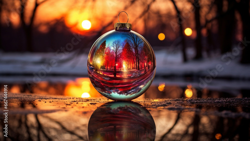 Festive Scenes in Shiny Bauble Reflections A Holiday Delight
