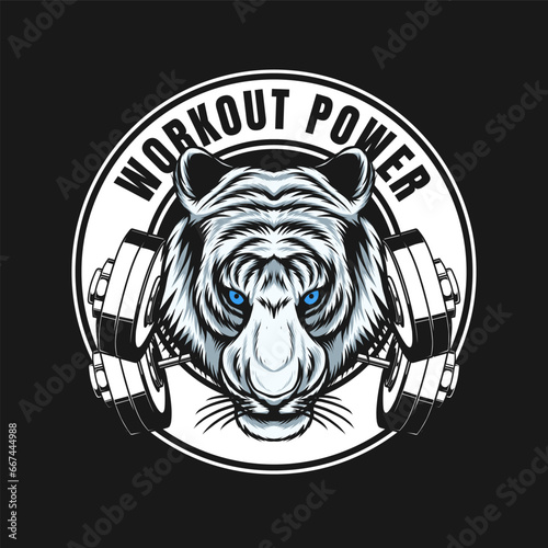 workout logo with tiger head mascot