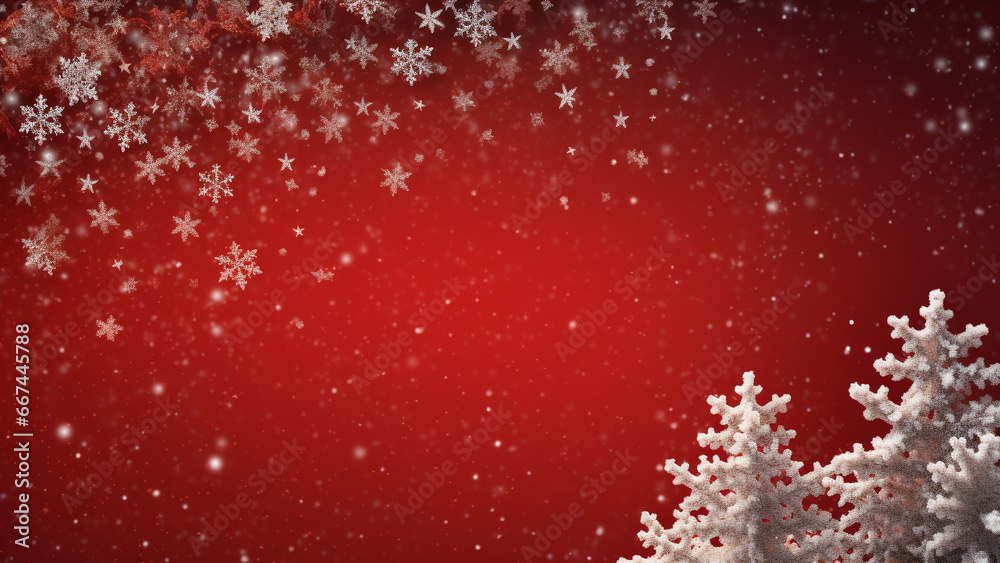 Joyful Christmas Red Background with Ample Copy Space