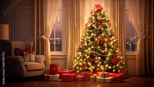 Christmas Tree A Festive Display of Illuminated Decor and Gifts