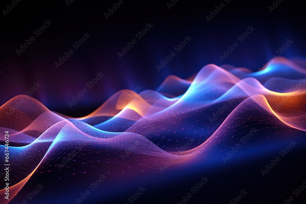 Abstract background, wave lines dynamic  flowing  light, data digital abstract technology. generative ai