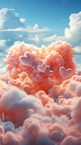 Surreal Symphony of Love: Floating Hearts in a Dreamy Sky,heart in the sky,sky and clouds