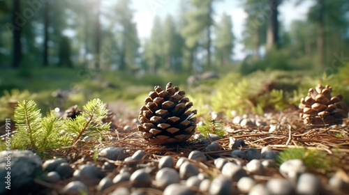 Forest's Hidden Treasures: Pine Cones Amidst the Greenery,pine cone in the forest