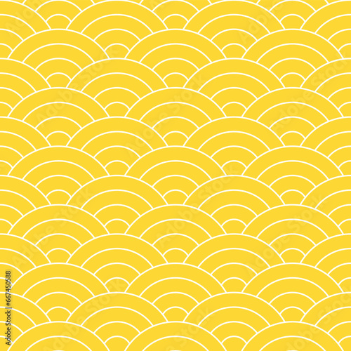 Yellow Japanese wave pattern background. Japanese seamless pattern vector. Waves background illustration. for clothing, wrapping paper, backdrop, background, gift card.