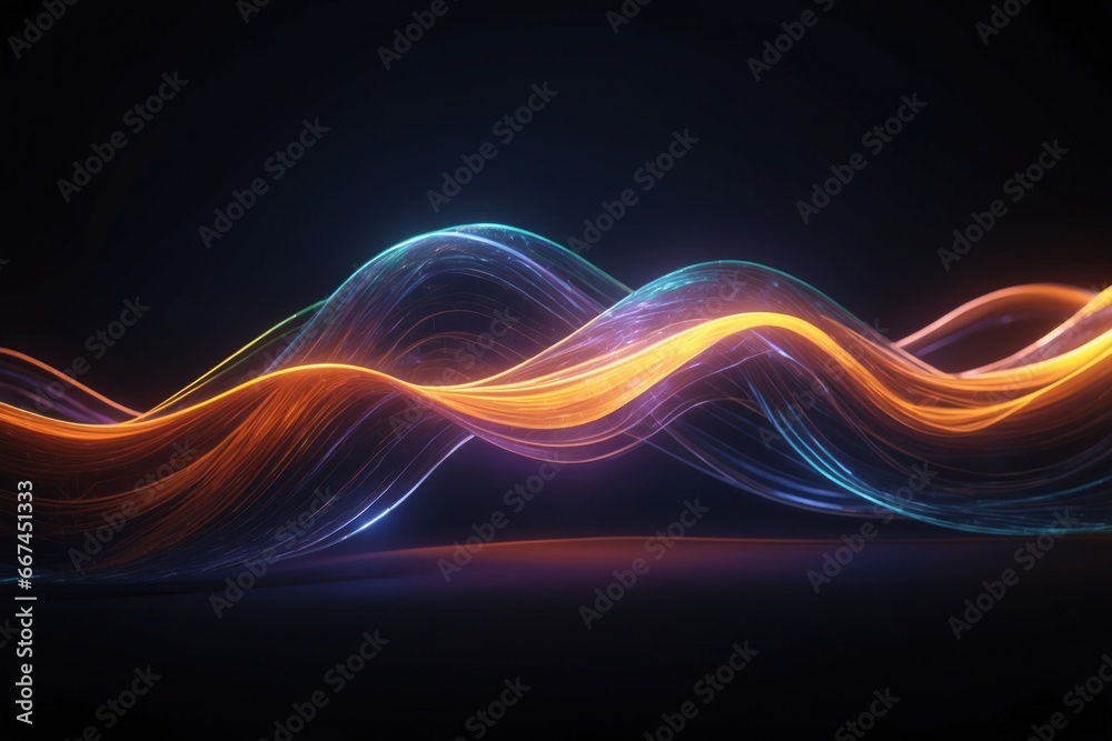 Fototapeta premium color light waves dark background generative ai