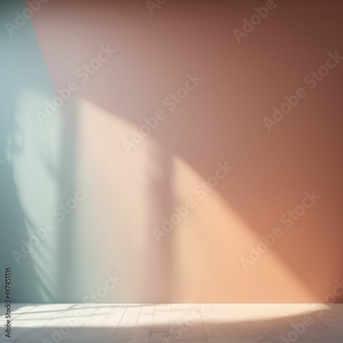 Minimal abstract background for product presentation. Shadow and light on wall. AI Generated