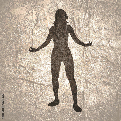 Woman standing in charming pose. Sport girl illustration. Young woman silhouette