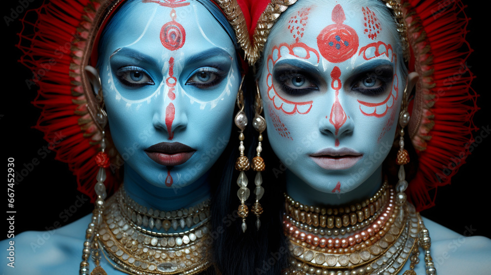 Portrait of Two Indian Goddesses Portrait of Two Indian Goddesses