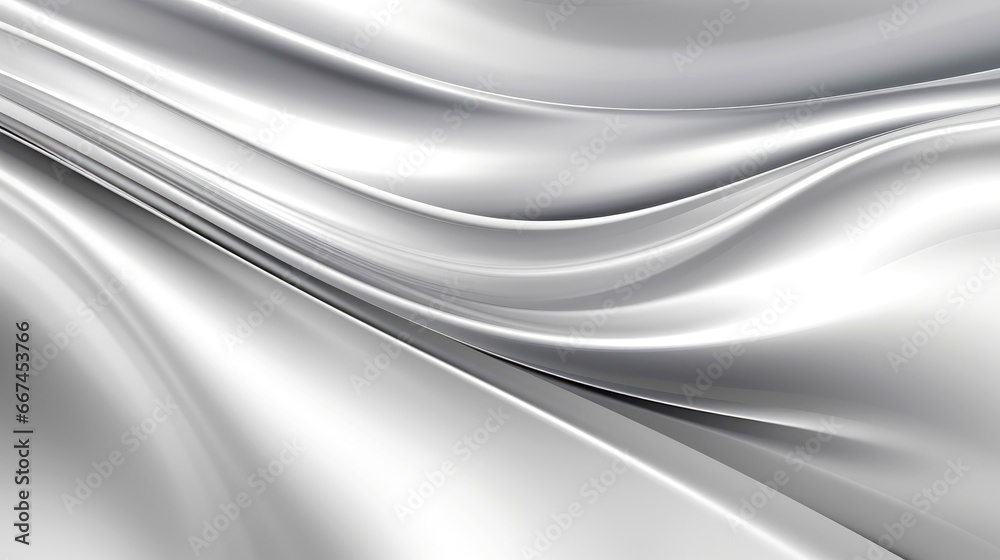 Close up of silver silk background, Abstract white cloth fabric wave