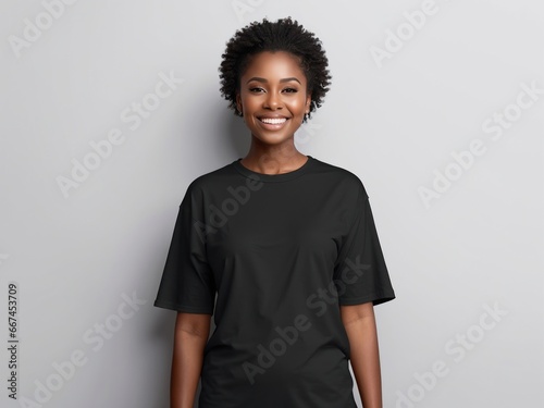 women in black tshirt mockup generative ai