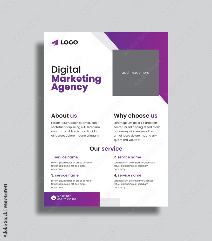 Vector digital marketing flyer template. marketing agency editable flyer design.