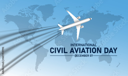 International Civil Aviation Day December 07 Background vector Illustration