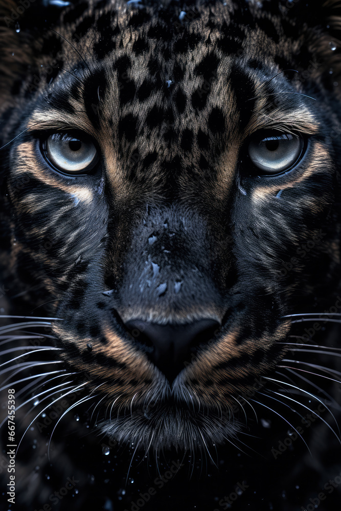 Black Leopard Close-Up Portrait
