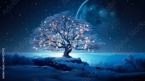 Beautiful Winter Moonlight Landscape 