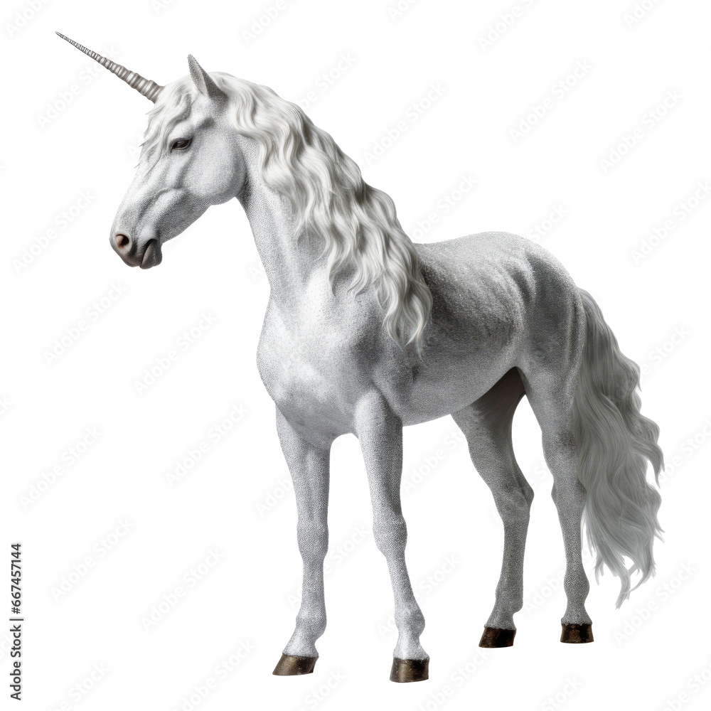 hyper realistic 3d render of unicorn only on transparent background