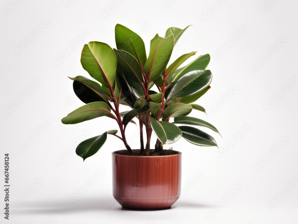 Rubber Plant (Ficus elastica) Studio Shot Isolated on Clear Background, Generative AI Rubber Plant (Ficus elastica) Studio Shot Isolated on Clear Background, Generative AI