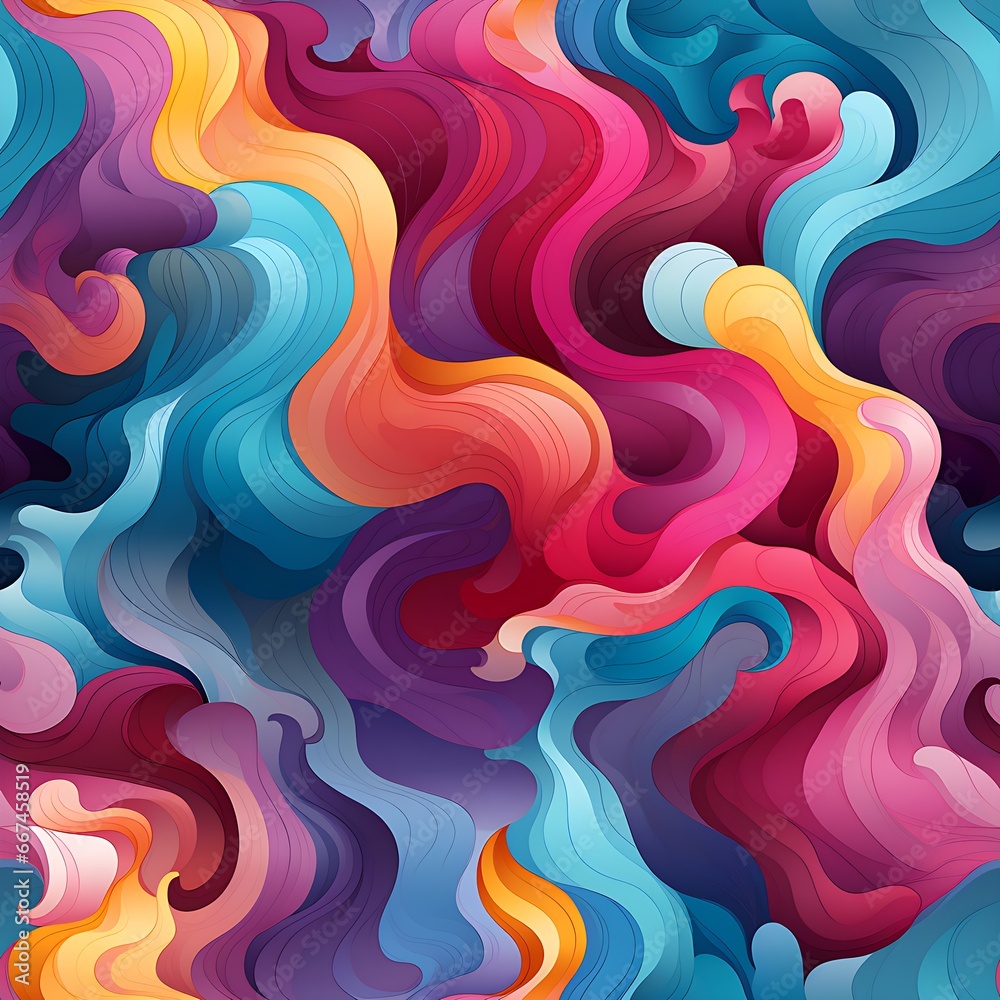 Obraz premium neon wave fusion: a vibrant seamless pattern