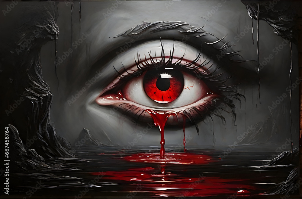 Nightmare in Red: The Haunting Eye - obrazy, fototapety, plakaty 