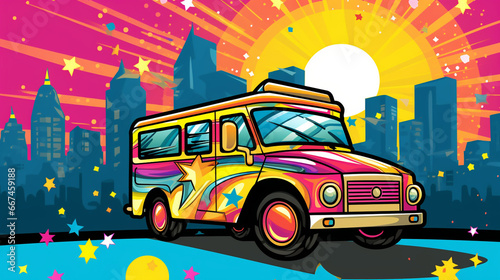 car illustration in pop-art style  non-existing concept car and copyright free 2