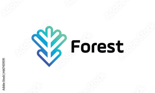 Forest nature wood leaf logo vector environment natural fresh plant tree eco healthy growth concept