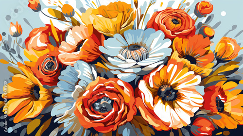 illustration of vase with colorful flowers 2 