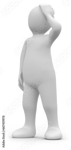 Digital png illustration of white man with hand on head on transparent background