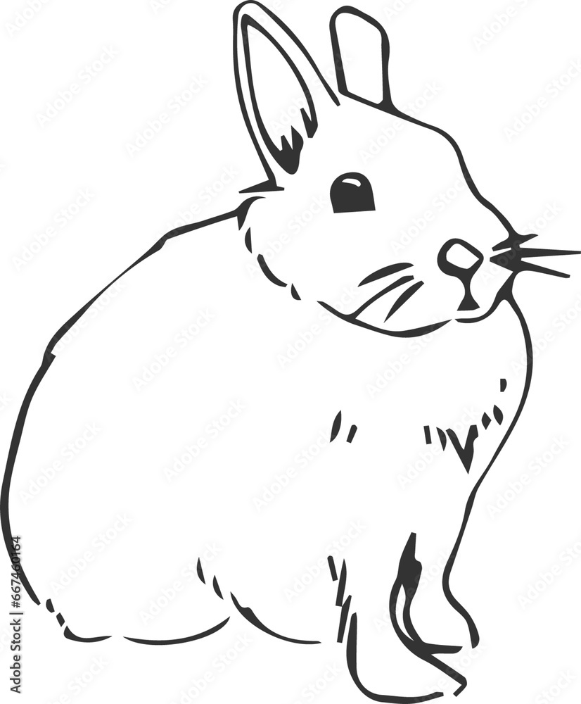 Naklejka premium Digital png illustration of black and transparent rabbit on transparent background