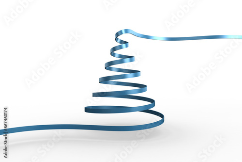 Digital png illustration of blue ribbon in shape of christmas tree on transparent background