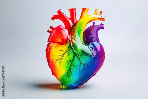 Liquid human heart concept in rainbow colors generative ai