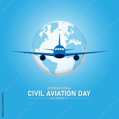 International Civil Aviation Day December 07 Background vector Illustration