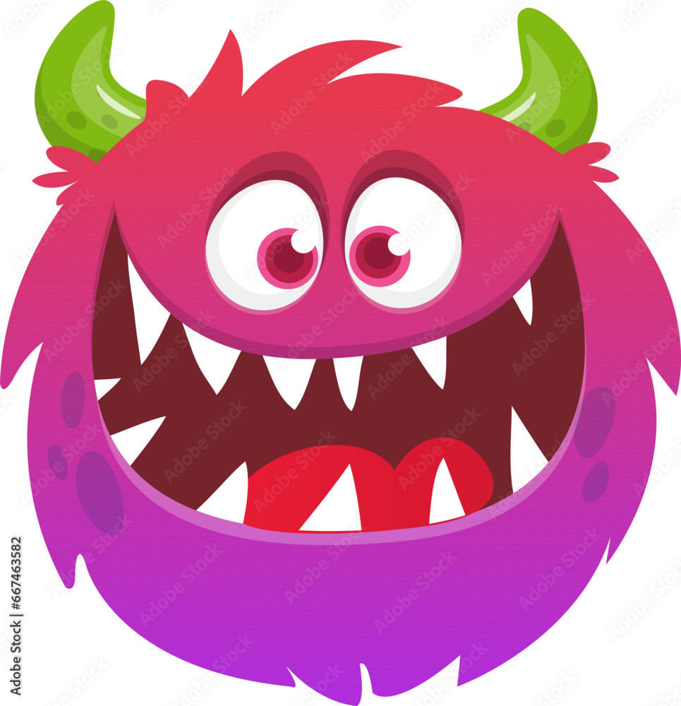 Funny cartoon monster character. Illustration of cute and happy alien creature Funny cartoon monster character. Illustration of cute and happy alien creature