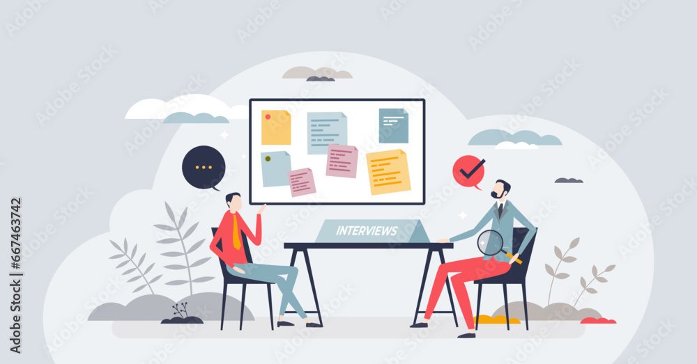 HR recruitment or staffing with human resources interview tiny person concept. Employee candidate skills and ability review with CV and application letter vector illustration. New personnel vacancy. HR recruitment or staffing with human resources interview tiny person concept. Employee candidate skills and ability review with CV and application letter vector illustration. New personnel vacancy.
