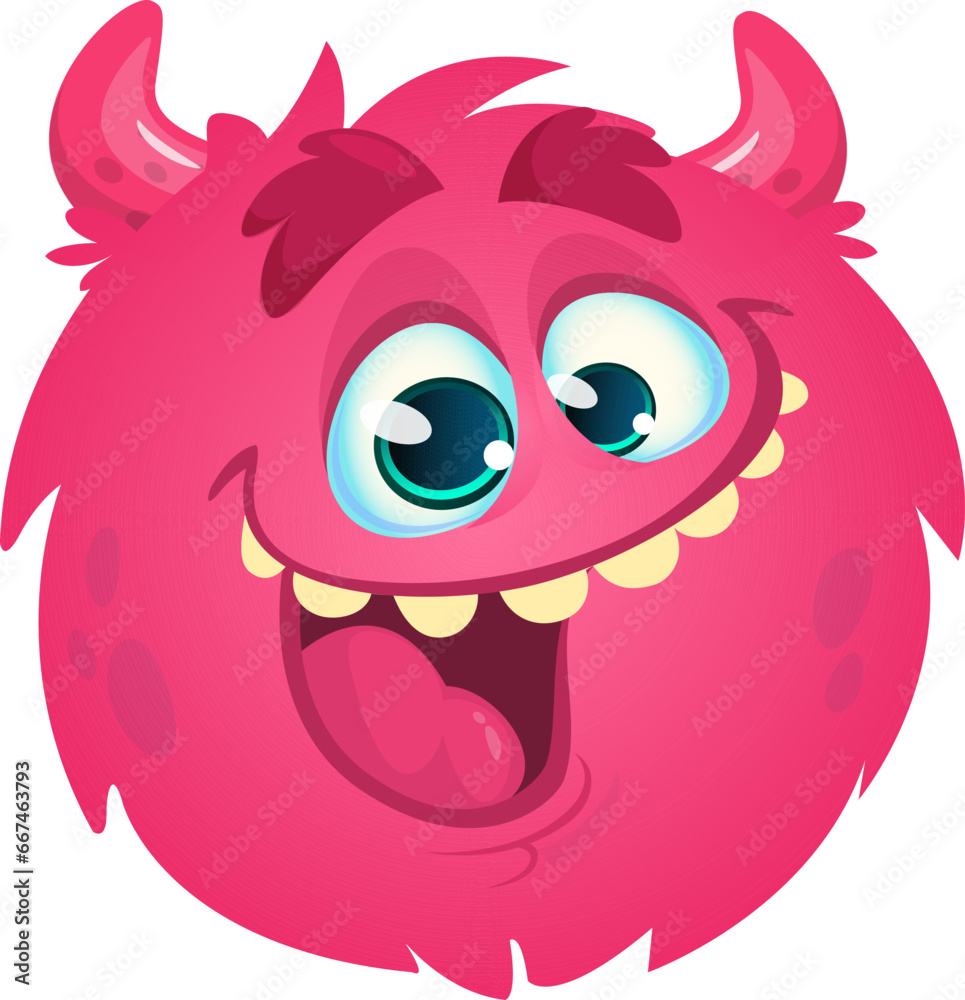 Funny cartoon monster character. Illustration of cute and happy alien creature