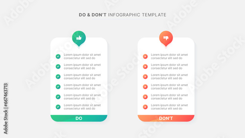 Dos and Don'ts, Pros and Cons, VS, Versus Comparison Infographic Design Template