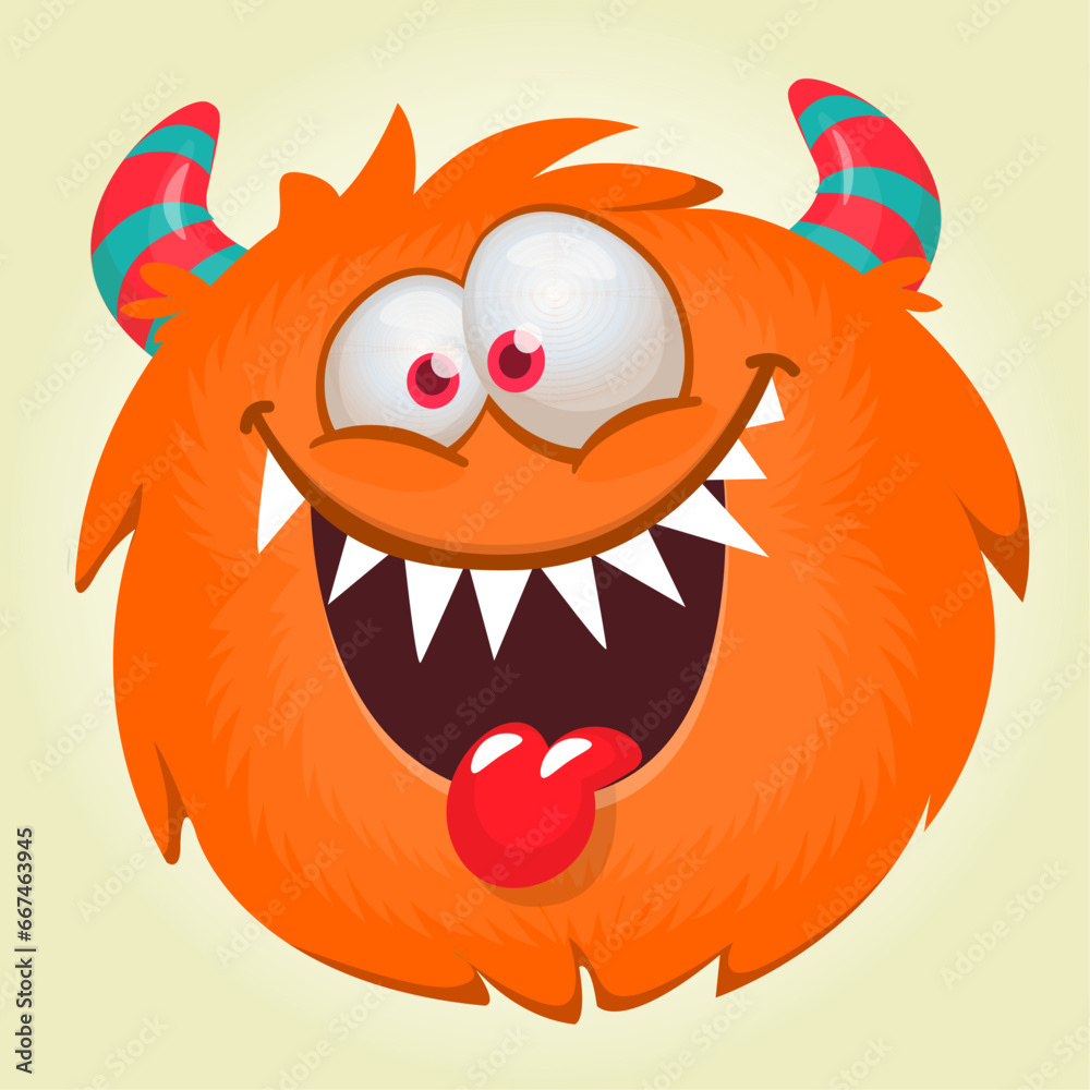 Funny cartoon monster character. Illustration of cute and happy alien creature Funny cartoon monster character. Illustration of cute and happy alien creature