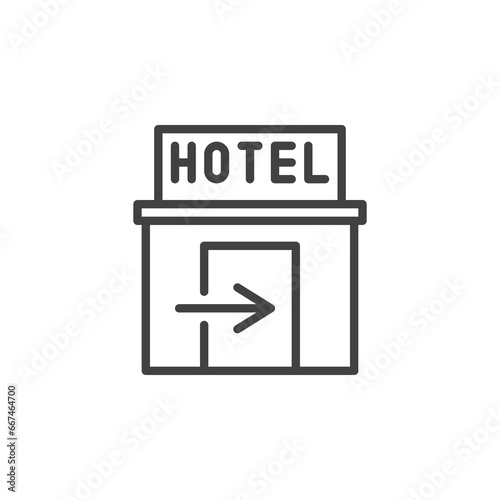 Hotel check in line icon