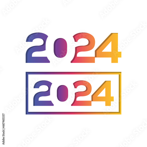 Happy new year 2024 design. With colorful truncated number illustrations 3