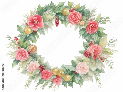 watercolor Christmas wreath concept