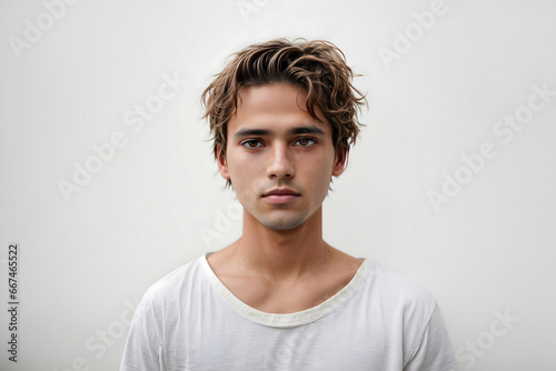 Portrait of a young man with wavy hair