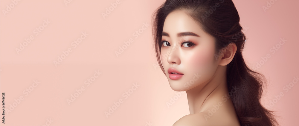 Beauty asian women face skin care healthy and skin concept.