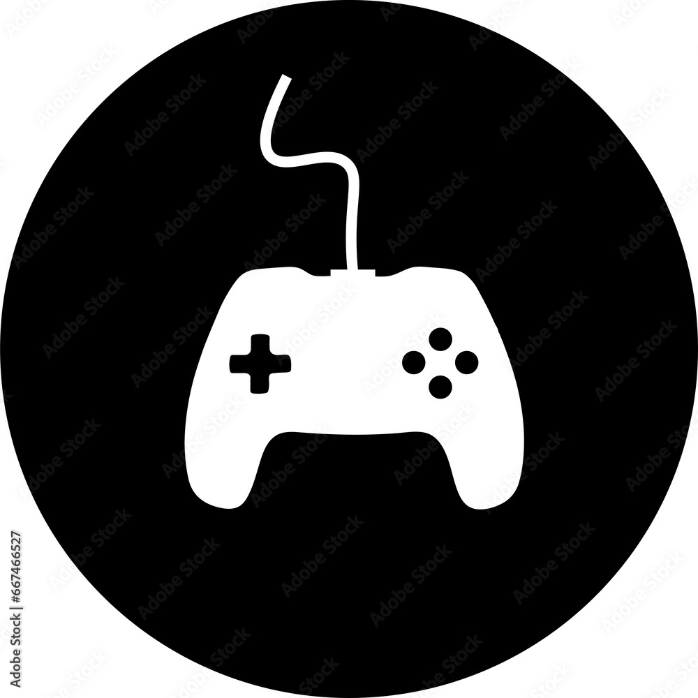 The white joystick symbol is in the center of a black circle The white joystick symbol is in the center of a black circle