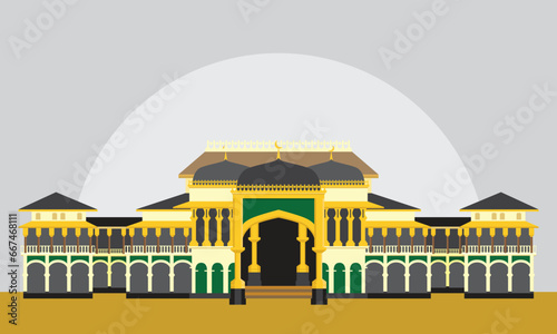 Palace Icon Landmark Medan, North Sumatra, Indonesia flat vector illustration