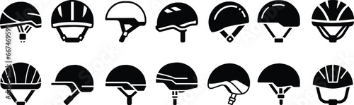 bike helmet icon illustration set