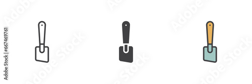 Silicone spatula different style icon set