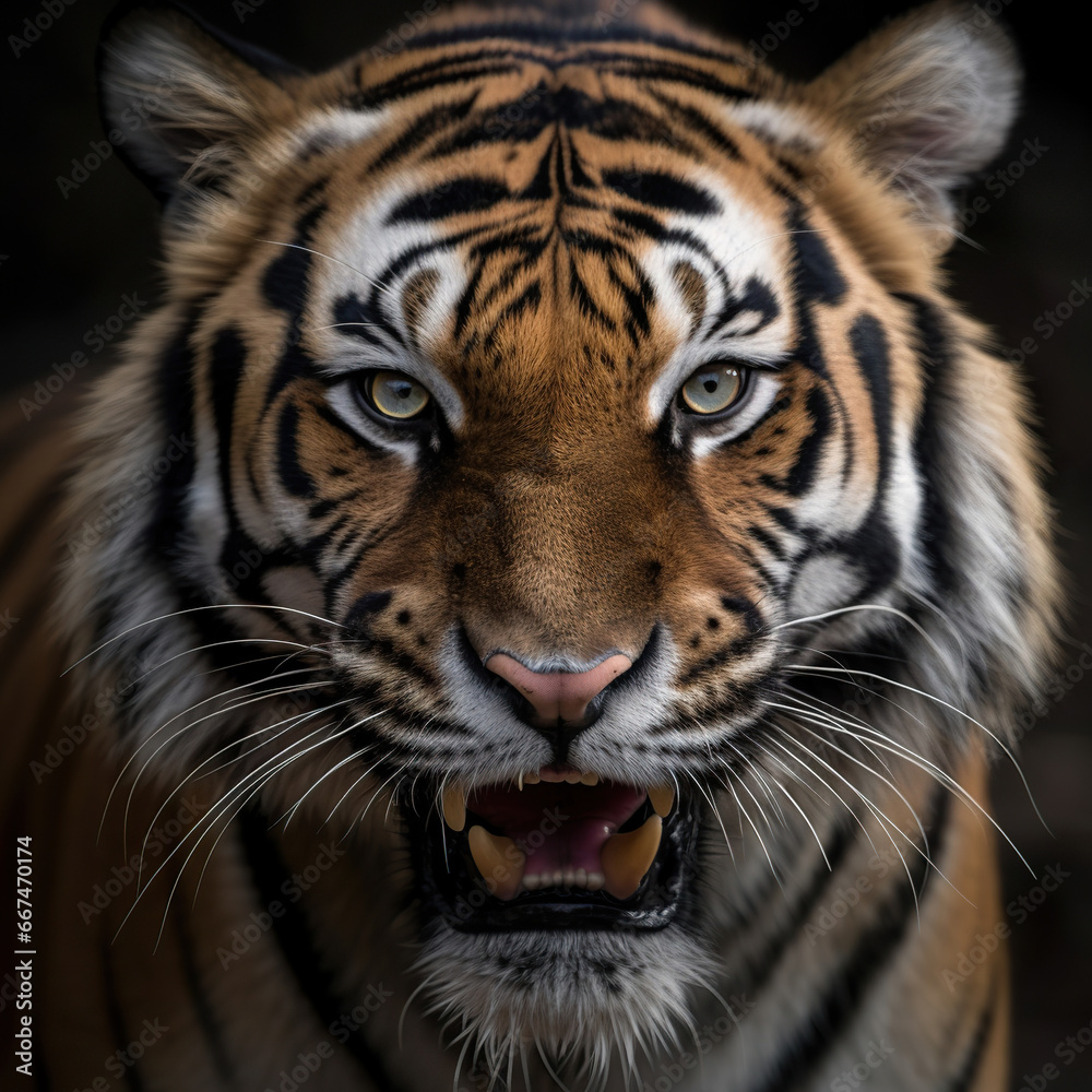 Roaring Majesty: A Close-Up of a Tiger's Face,portrait of a bengal tiger,portrait of a tiger Roaring Majesty: A Close-Up of a Tiger's Face,portrait of a bengal tiger,portrait of a tiger