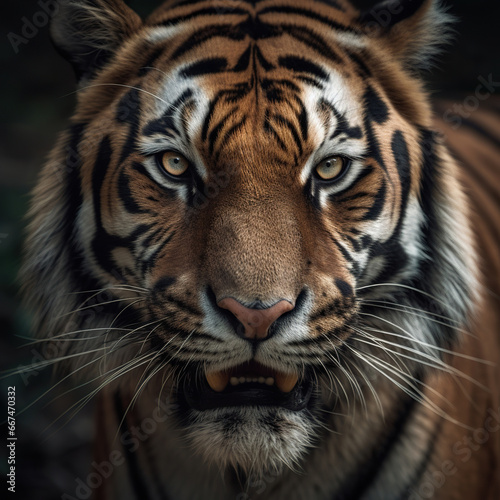 Roaring Majesty: A Close-Up of a Tiger's Face,portrait of a bengal tiger,portrait of a tiger
